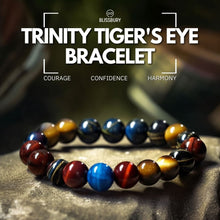 Load image into Gallery viewer, Trinity Tiger&#39;s Eye Bracelet - Courage, Confidence, Harmony
